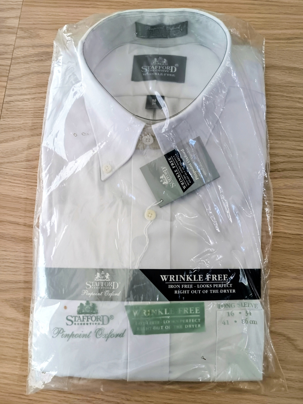 Stafford White Long-Sleeve Dress Shirt - Wrinkle Free